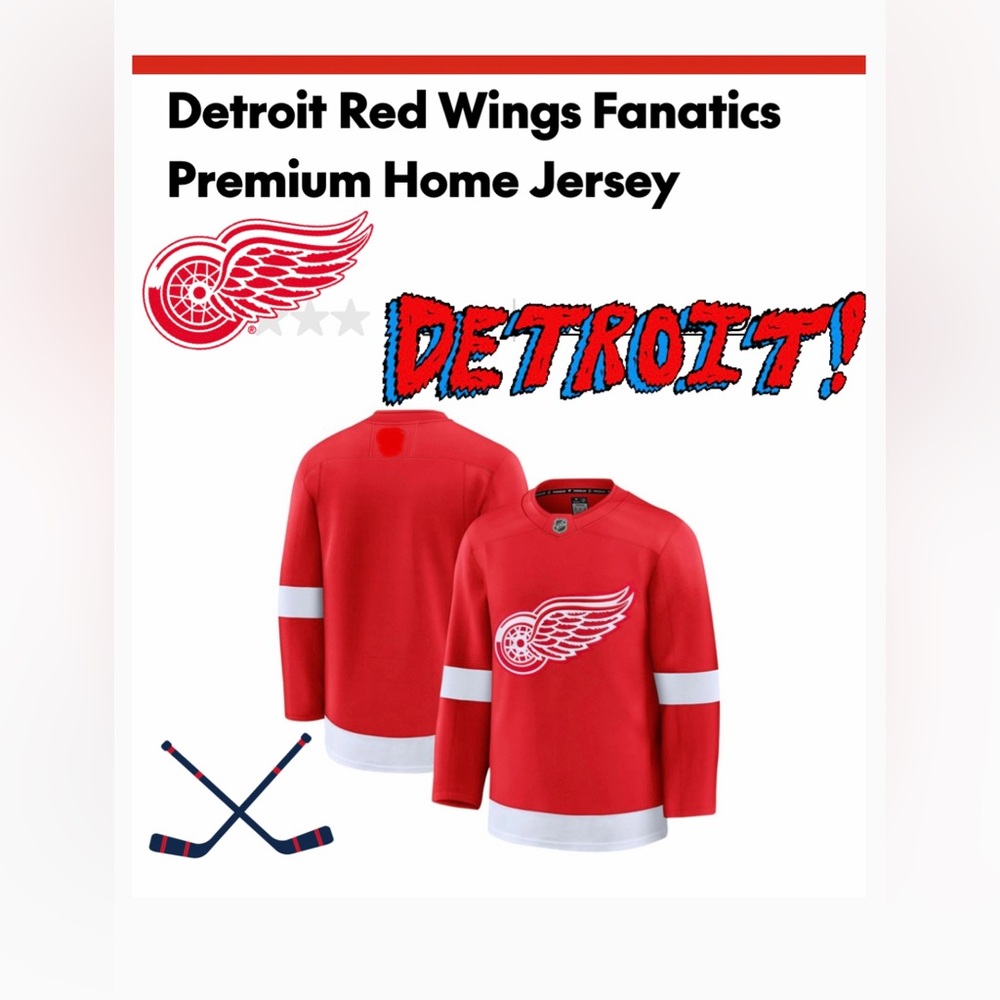 ❤️🏒 FANATICS Detroit Red Wings Sweater Jersey🏒❤️EUC